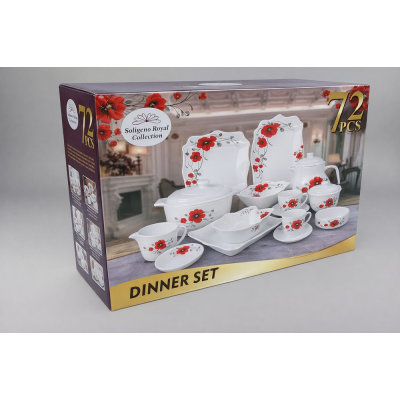 Service à Table 72 Pièces Motif Fleur Rouge |Last Price Tunisie