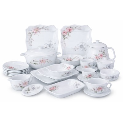 Service à Table 72 Pièces Motif Fleur Rouge |Last Price Tunisie