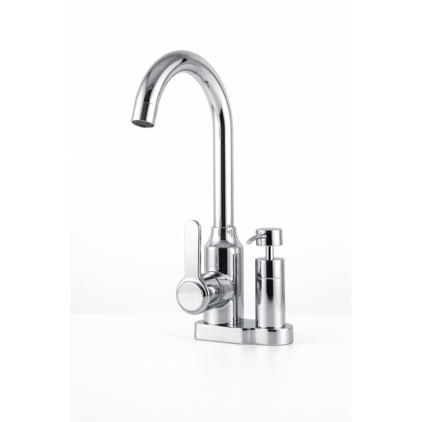 Robinet mitigeur argent avec distributeur de savon