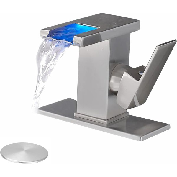 Robinet de salle de bain avec éclairage LED Argent