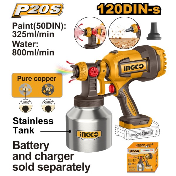 Pistolet À Peinture 800ml Sans Fil INGCO