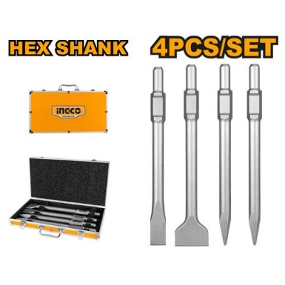 Jeu de 4 burins hexagonaux INGCO|Last Price Tunisie