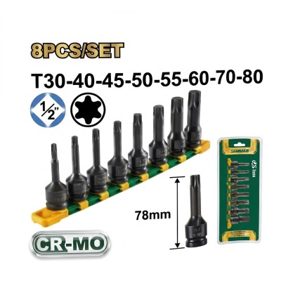 Jeu de 8PCS de douilles à embouts Torx 1/2" JADEVER|Last Price Tunisie
