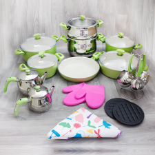Ensemble de Batteries de Cuisine FALEZ 25 Pièces Vert