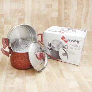 Couscoussier Granite Inox 22cm 6Litres Hascevher Rouge - Vente en L...