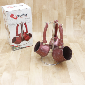 Set de 3 Pots à lait Granite avec Support Hascevher Rouge - Vente e... Set de 3 Pots à lait Granite avec Support Hascevher Rouge - Vente e...
