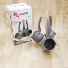 Set de 3 Pots à Lait Granite avec Support Hascevher Gris