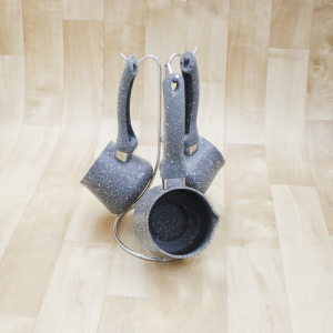 Set de 3 Pots à Lait Granite avec Support Hascevher Gris - Vente en... Set de 3 Pots à Lait Granite avec Support Hascevher Gris - Vente en...