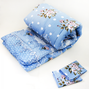 Couette avec 2 Taie D'oreiller Imprimées Bleu Fleurie SULTAN - Vent...