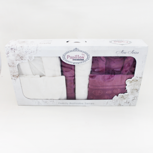 Set de Bain Homme et Femme 6 Pièces Cotton PAPILLON Violet-Blanc - ...