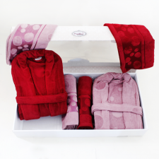Set de Bain Homme et Femme 6 Pièces Cotton PAPILLON Rouge-Violet