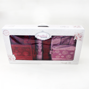 Set de Bain Homme et Femme 6 Pièces Cotton PAPILLON Rouge-Violet - ...