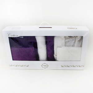 Set de Bain Homme et Femme 6 Pièces Cotton PUPILLA Violet-Blanc - V...