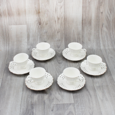 Service à Café au lait Pour 6 Personnes - 12pièces - Blanc et Doré