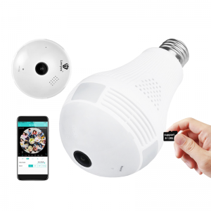 Caméra Ampoule WiFi HD Panoramique 360degrée Avec Détecteur Mouvement