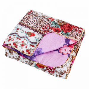 Couette 1 Place Double Face Imprimé Fleurie Marron Violet - Vente e...
