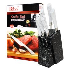 Ensemble Couteaux de Cuisine 8 Pièces BASS Blanc Noir
