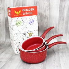 Set De 3 Casseroles Granite GOLDENWINGS Rouge