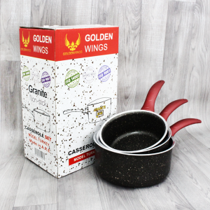 Set De 3 Casseroles Granite GOLDENWINGS Noir - Vente en Ligne sur L... Set De 3 Casseroles Granite GOLDENWINGS Noir - Vente en Ligne sur L...