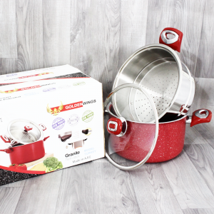 Couscoussier Granite Inox 24cm 6Litres GOLDENWINGS Rouge - Vente en...