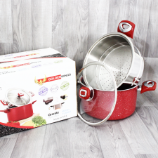 Couscoussier Granite Inox 24cm 6Litres GOLDENWINGS Rouge