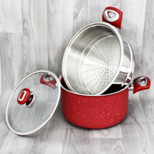 Couscoussier Granite Inox 24cm 6Litres GOLDENWINGS Rouge - Vente en...