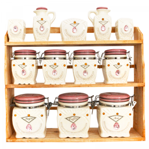 Set De 12 Pots à épices Blanc-Rose Avec Support en Bois - SBS - Ven... Set De 12 Pots à épices Blanc-Rose Avec Support en Bois - SBS - Ven...