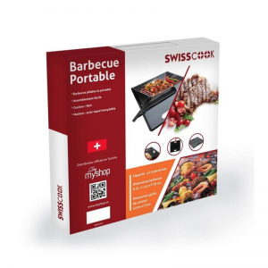 Barbecue Portable Pliable Noir en Inox à charbon ou bois - Swisscoo...