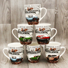 Set de 6 Tasses à Café au Lait Céramique Voiture