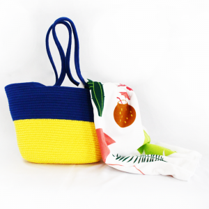 Pack Plage : Couffin Bleu + Serviette Blanc PPL-HW - Vente en Ligne...