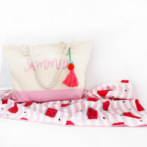 Pack Plage : Sac Beige Rose + Serviette Pastèque SM-PA - Vente en L...