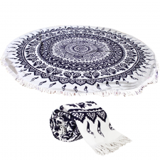 Drap de Plage Blanc Imprimé Violet