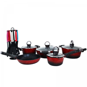 Ensemble De Batteries De Cuisine Granite 16Pièces GoldenWings Rouge... Ensemble De Batteries De Cuisine Granite 16Pièces GoldenWings Rouge...
