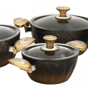 Ensemble de Batterie de Cuisine Granite 17Pièces HASCEVHER Noir Gol... Ensemble de Batterie de Cuisine Granite 17Pièces HASCEVHER Noir Gol...