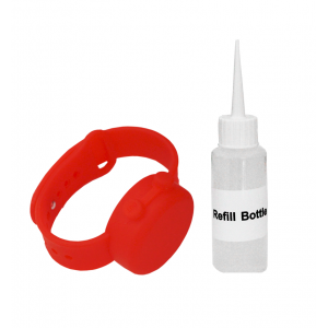 Bracelet Distributeur Rouge de Gel Désinfectant + Bouteille de rech...