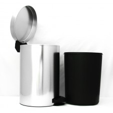 Poubelle Métal 14Litres avec Seau Plastique MELICONI Silver