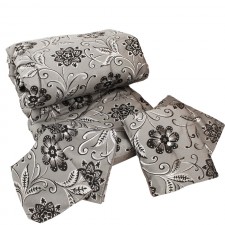 Couvre Lit 2Places Avec 2Taie D’oreiller et 2Coussins Gris